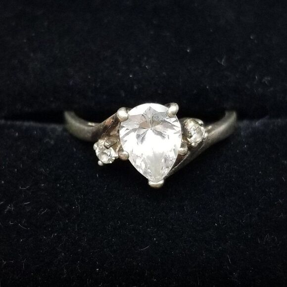 Vintage Avon Sterling Silver Pear Shape Ring, Size 7 Band, Estate - Picture 7 of 10